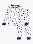 Petit Bateau Kids' Star Print Pyjamas, Marshmallow/Blue