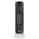 De'Longhi Bend Line, Remote controlled Ceramic Fan Heater 2kw, Digital Control Panel, Anti Frost Frunction,Oscillating base, Auto-Off, 24hr timer, For Rooms up to 60m3, HFX65V20, Black and White