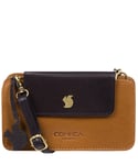 Conkca London Womens 'Little Wonder' Dark Tan & Navy Leather Cross Body Clutch Bag - One Size