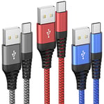 USB C Charger Cable 3Pack 6FT/1.8M USB Type C Charger Fast Charging USB A to USB C Cable Compatible with Samsung Galaxy S22 S21 S20 Note 10 9 8,Huawei,Xiaomi,Google Pixel etc.