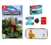 NINTENDO Switch Neon Red & Blue, Sports, Minecraft, Princess Zelda Case & Nintendo Switch Online 12 Month Membership Bundle, Red,Blue