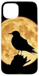 Coque pour iPhone 15 Plus Silhouette de Sterne à ailes blanches Pleine Lune Oiseau Art