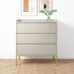 https://furniture123.co.uk/Images/ZIN010_3_Supersize.jpg?versionid=4 Taupe Modern Chest of 3 Drawers with Legs - Zion