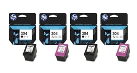 2x Original HP 304 Black & Colour Ink Cartridges For DeskJet 2632 Inkjet Printer