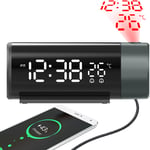 Merkmak - Horloge de Projection usb Charge Ecran led Reveil Double Alarme Horloge Electronique Affichage de la Temperature 4 Luminosite