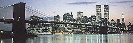 Buyartforless Horizon de Manhattan et Pont de l'au-delà de 36 x 12 Art Poster Print panoramique Nuit Pont de Brooklyn Twin Towers World Trade Centre Ville de New York Michael Pasdzior