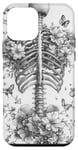 iPhone 12 mini Skeleton Ribcage Anatomy with Flowers Butterflies Case