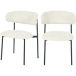 Lot de 2 chaises en tissu bouclette et métal - Écru chiné - ester