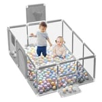 Lexlife - Parc Bébé rectangulaire avec 30 boules Portable Centre d'activités Pour Enfants - 180 x 120 cm - Gris