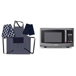 Toshiba 800 w 23 L Microwave Oven with Digital Display, Auto Defrost, One-touch Express Cook with Penguin Home Apron, Double Oven Glove and 2 Kitchen Tea Towels Set - NAVY/White