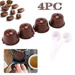 4X Reusable Coffee Capsule Cups With 2 Coffee Spoons Fit For Dolce Gusto Nescafe