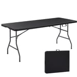 AREBOS Table Pliante | Table de Buffet | Look rotin | Table de Jardin | Table de Camping | 6 personnes |Noir