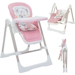 Baby Vivo - 3in1 Chaise Haute / Transat réglable pour enfants - Lulu en Rose