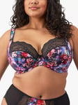 Elomi Lucie Underwired Plunge Bra, Black/Multi