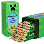 Minecraft Crayon de Couleurs Enfant Coloriage Enfant Coffret 72 Crayons de Couleur pour Coloriage, Idée Cadeau Enfant Garcon Fille Accessoire Officiel Couleurs Assorties