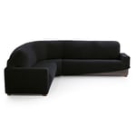 MAXIFUNDAS FUNDAS DE SOFA & CHAISE LONGUE. Corner Sofa Cover Relive Black Super Elastic Protective Cover for Corner Sofa