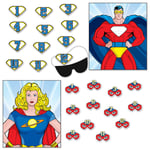 Pin the Badge Super Hero Party Game With Mask For 12 Guests ( 2 PACK )