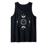 Boho Sun And Moon Celestial Crescent Moon Phases Halloween Tank Top