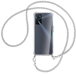 Collier pour Oppo A16 (CPH2269, 6.52'') chaîne en métal (A) Etui Coque + cordon