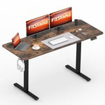 FitStand 140x60cm Electric Height Adjustable Standing Desk, Sit Stand Desk, Computer Desk With Hooks, Child Lock, Memory Function, Suitable For Office And Home - Rustic Brown