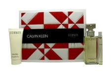 CALVIN KLEIN ETERNITY GIFT SET 100ML EDP + 100ML BODY LOTION + 10ML EDP. NEW