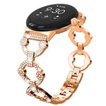 Miimall Bling Strap for Google Pixel Watch 2/1, Stylish Rhinestone Metal Band for Women, Adjustable Google Stainless Steel Strap, Crystal Diamonds Replacement Wristband for Pixel Watch 2-Rose Gold