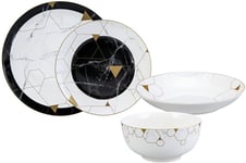 Karaca Gem Porcelain Dinner Set for 6 People - 24-Piece Crockery Set with Plates