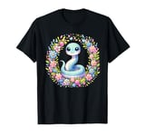 Adorable Green Snake Floral Wreath Cute Reptile Lover T-Shirt