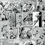 Muriva - Marvel Comic Strip Superhero Spiderman Hulk Wallpaper - B&W - 159502