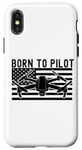 iPhone X/XS Born To Pilot Drone Quad Copter American Flag Funny Case