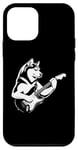 Coque pour iPhone 12 mini Chien Husky jouant de la guitare électrique Rock Star Guitariste