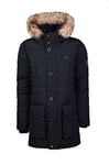 Tommy Hilfiger Men's Arctic Cloth Full Length Quilted Snorkel Jacket Down Alternative Outerwear Coat, Black, Large