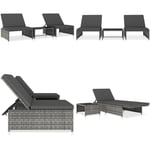 Vidaxl - Chaises inclinables de jardin lot de 2 et table résine tressée - chaise de jardin inclinable - chaises de jardin inclinables - Home & Living