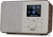 Sr10 Radio Internet Avec Dab/Dab+,Radio Wifi Avec Lecteur De Podcasts,Dab Intelligente Avec Bluetooth,Fm,De Cuisine Avec Alimentation Et Batterie,Double Alarme,Support De Présélection-Noyer