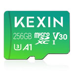 KEXIN Carte Micro SD 256 Go Contient Adaptateur SD, Carte Mémoire 256Go microSDXC Full HD & 4K UHD UHS-I U3 V30 A1 Micro Carte SD Stockage Externe pour GoPro, Drone, Appareil Photo