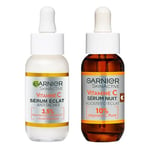 Garnier SkinActive - Coffret Sérum Jour Anti-Taches Brunes + Sérum Nuit Booster d’Éclat - Soin Visage Enrichi en Vitamine C - Tous Types de Peau - 2 x 30 ml