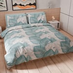 PETTI Artigiani Italiani - Housse de Couette Une Place et demie 200 x 200 cm, Parure de lit Microfibre avec Impression numérique + 1 taie d'oreiller 50 x 80 cm - Made in Italy - Tropical Celeste A