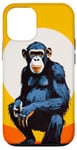 Coque pour iPhone 12/12 Pro Chimpanzé à l'horizon avec soleil dans le jeu de couleurs primate singe