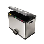 Perfetto 0468B Poubelle pour tri sélectif en inox 3 x 12 l