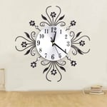 3D Wall Clock Luxury Metal Diamonds Flower Silent Art Office House Decorate