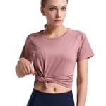 Workout Tops for Women Mesh Loose Tank Yoga Shirts Racerback Gym Clothes Sports Running Training T-Shirt,Pink,S