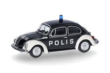 herpa Voiture Volkswagen (VW) Coccinelle 1303 "Polis (Suède), Miniature à l'échelle 1:87, pièce de Collection, fabriqué en Allemagne, modèle en Plastique Maquette, 097390, Bleu, Blanc