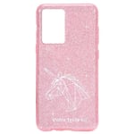 Coque Iphone 12 MINI paillettes rose Licorne geometrique blanche personnalisee