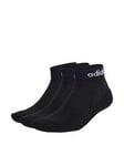 adidas Sportswear Unisex 3 Pack Cushioned Linear Ankle Socks - Black, Black/White, Size Xl, Men