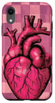 Coque pour iPhone XR Rose Pop Art Anatomique Coeur Carreaux