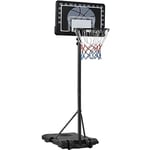 Yaheetech Panier de Basket Extérieur Portable Réglable en Hauteur 219-249 cm Panier de Basket sur Pied à roulettes avec Base de Lestage Panneau Arrière Robuste Noir