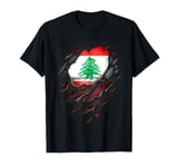 Proud Lebanese Roots Heritage Torn Ripped Lebanon Flag T-Shirt