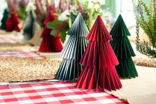 3 décorations de Noël en nid d'abeille en papier, sapins de Noël réutilisables de qualité supérieure pour table, cheminée, rebord de fenêtre, pays des merveilles hivernal, thème de fête en forêt,