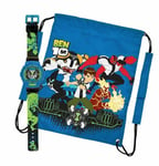 Ben 10 Drawstring Trainer Bag & Digital Watch Set Christmas Birthday Gift New