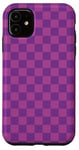 Coque pour iPhone 11 Violet, motif damier, carreaux